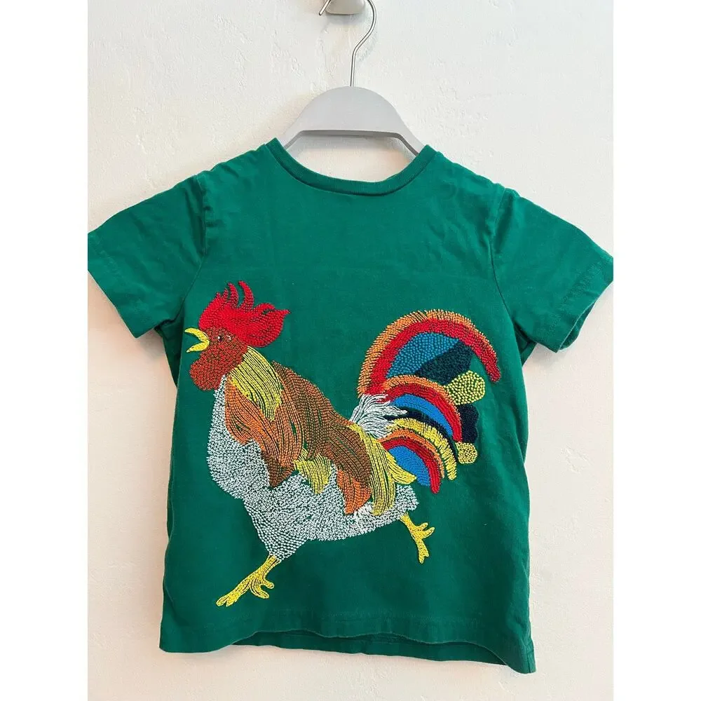 Mini Boden Boys Rooster Tee Shirt & Star Fleece Lounge Pants Set Size: 5-6 Years
